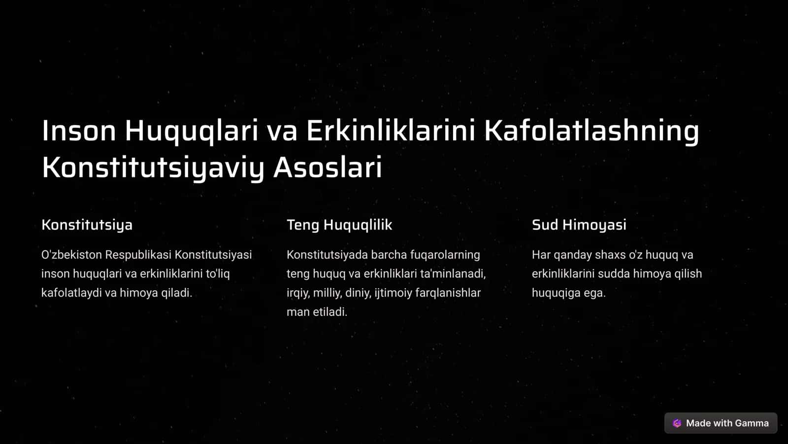 O'zbekistonda Inson Huquqlari va Erkinliklarining Kafolatlari 2