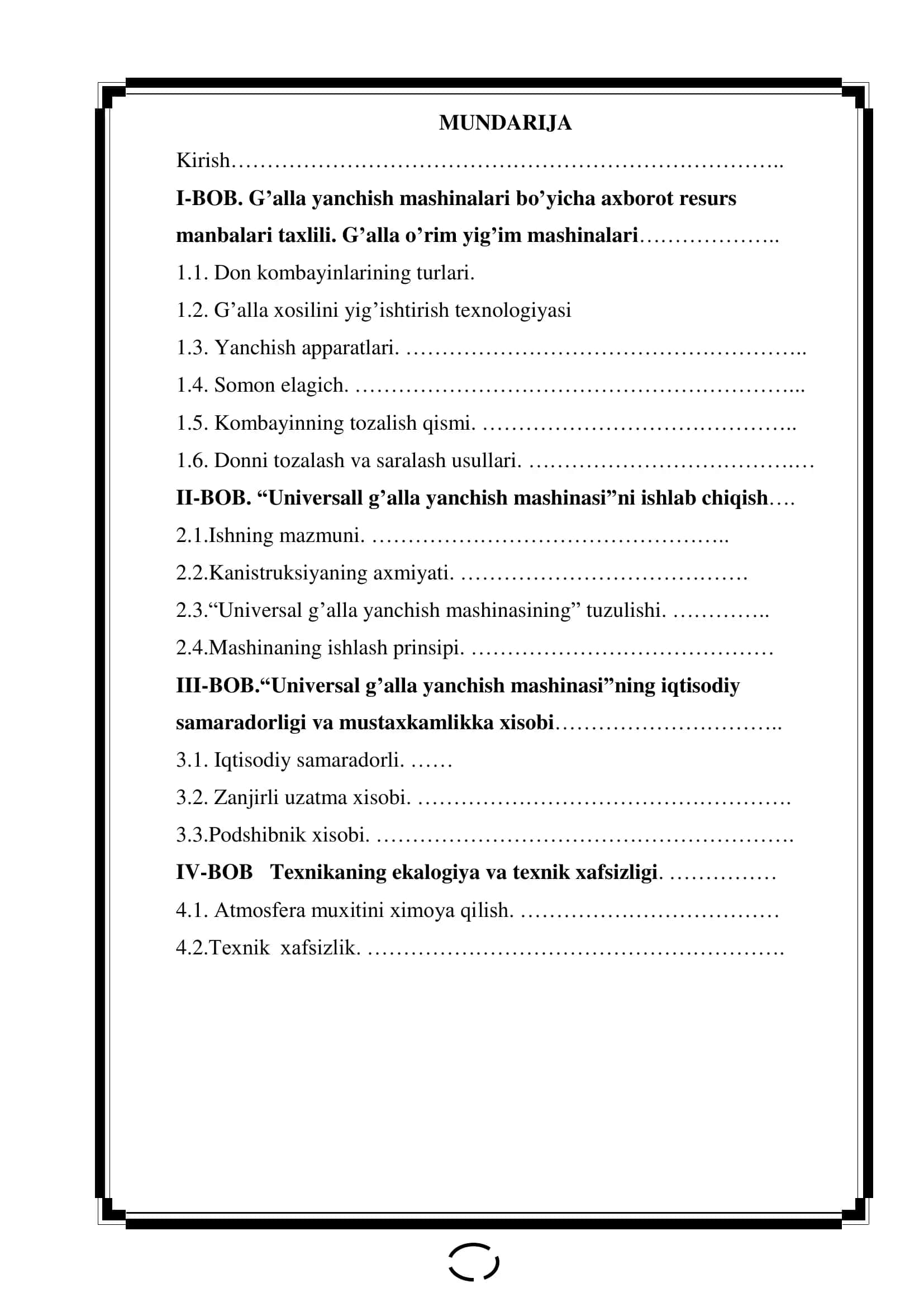 Universal G’alla Yanchish Mashinasidan Foydalanish va Unumliqligini Oshirish 2