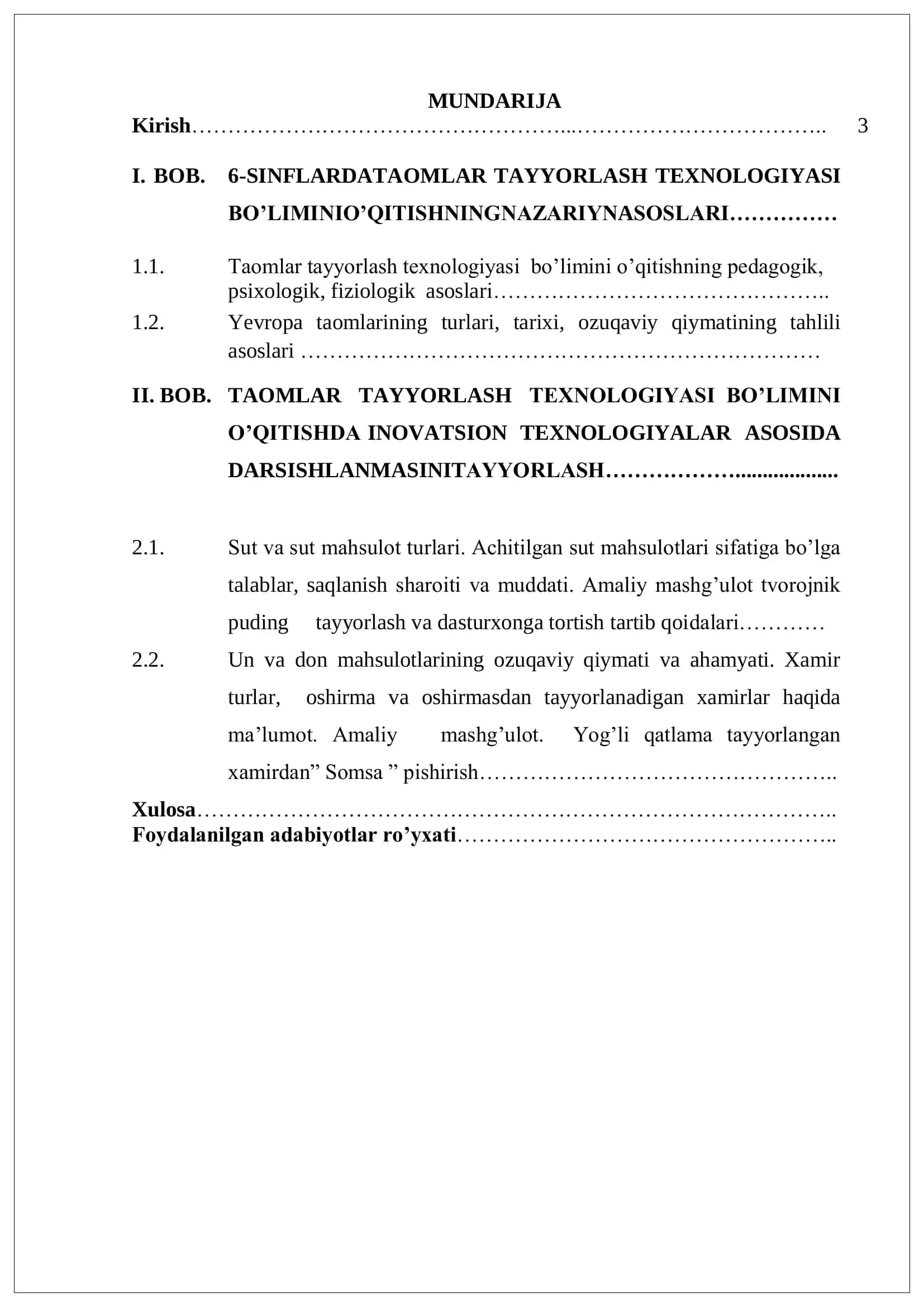 SERVIS XIZMATI 6 – SINF PAZANDACHILIK ASOSLARI 2