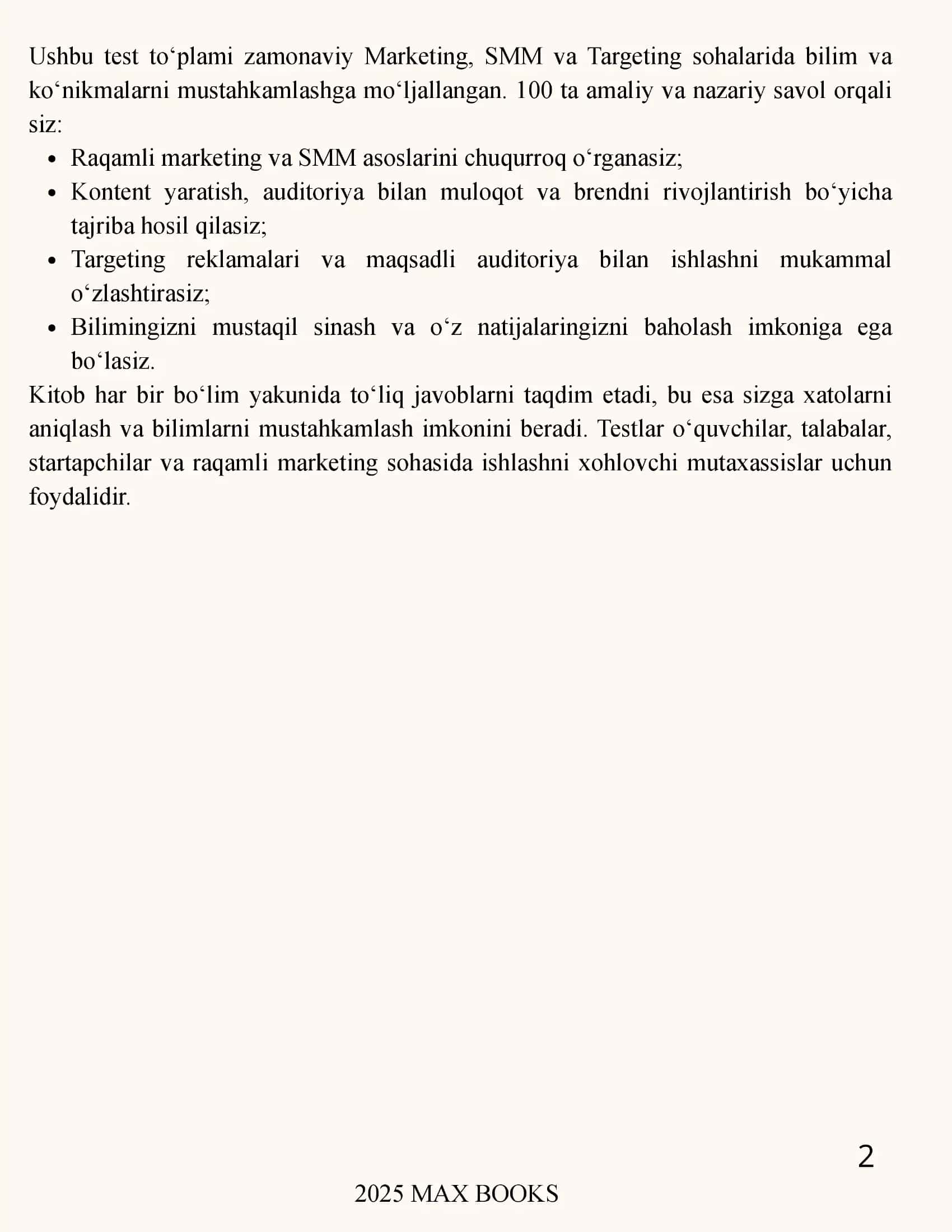 MARKETING BO'YICHA 100 MUHIMI TEST (javobi bilan) 2