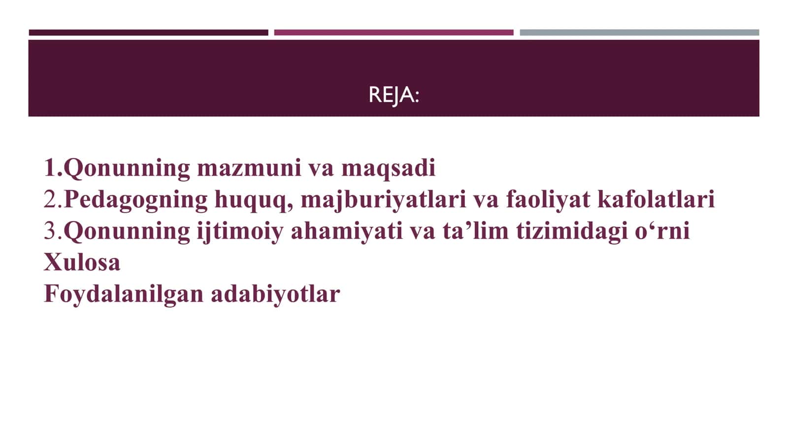 O'ZBEKISTON RESPUBLIKASINING PEDAGOGIK MAQOMI TO’G'RISIDAGI QONUNI 2