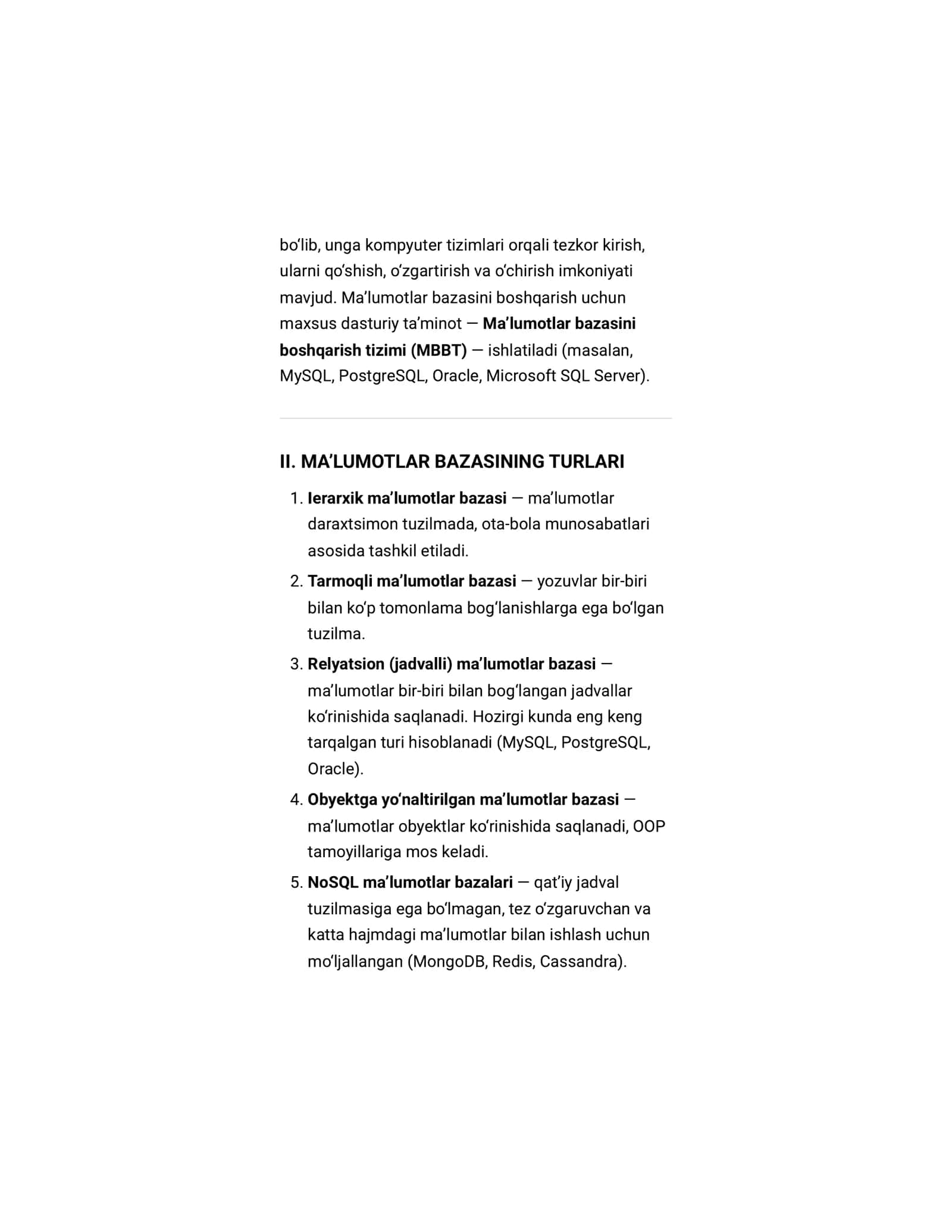 Referat Maʼlumotlar bazasi 2