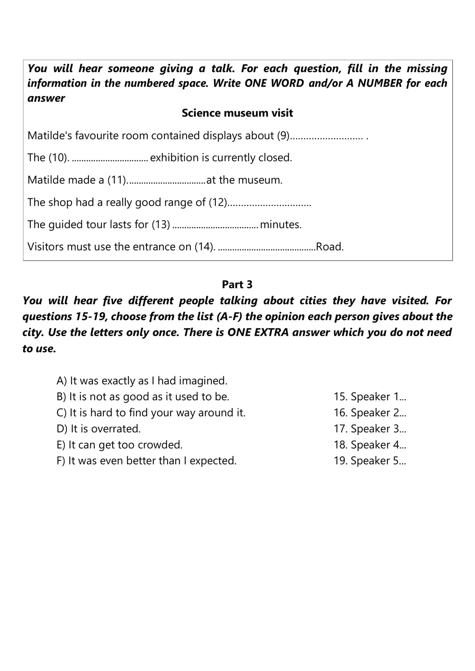 Part 3 - Opinion about Cities 2