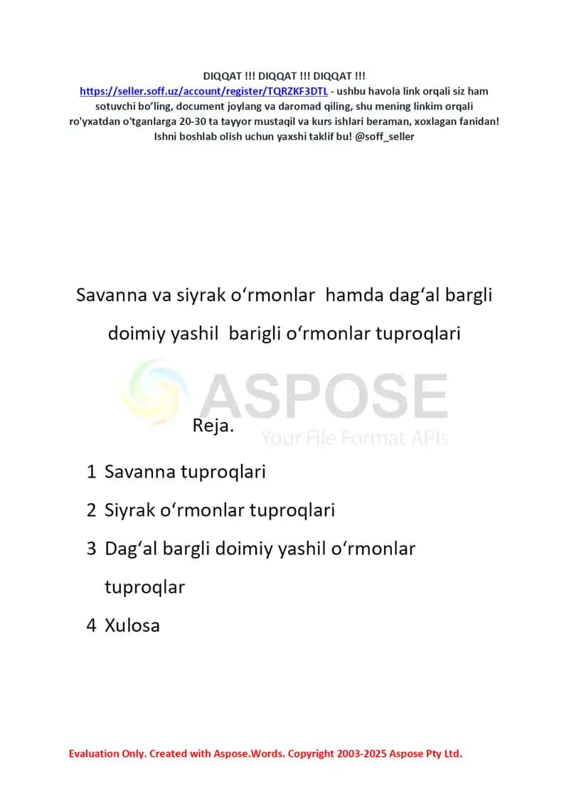 Savanna va siyrak o‘rmonlar hamda dag‘al bargli doimiy yashil bargli o‘rmonlar tuproqlari 2