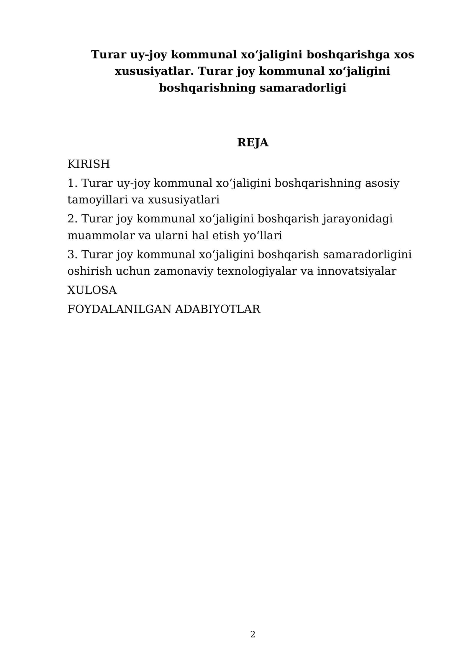 Turar joy kommunal xo‘jaligini boshqarishga xos xususiyatlar 2