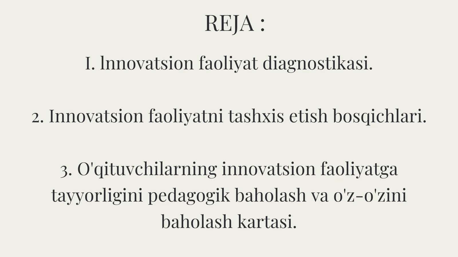 O'qituvchining innovatsion faoliyatga tayyorligini tashxis etish metodikasi 2
