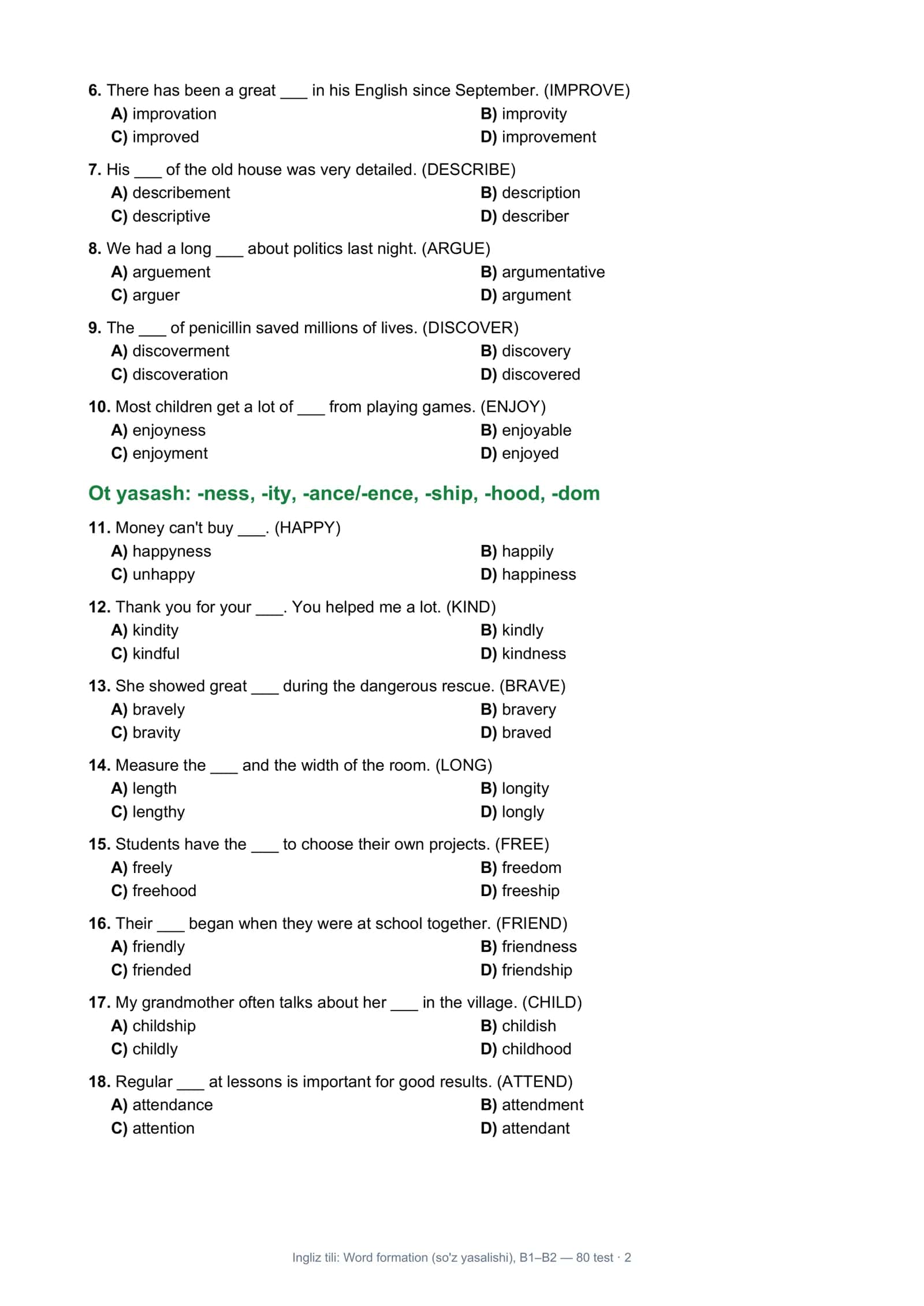 Ingliz tili: Word formation (so'z yasalishi) 2