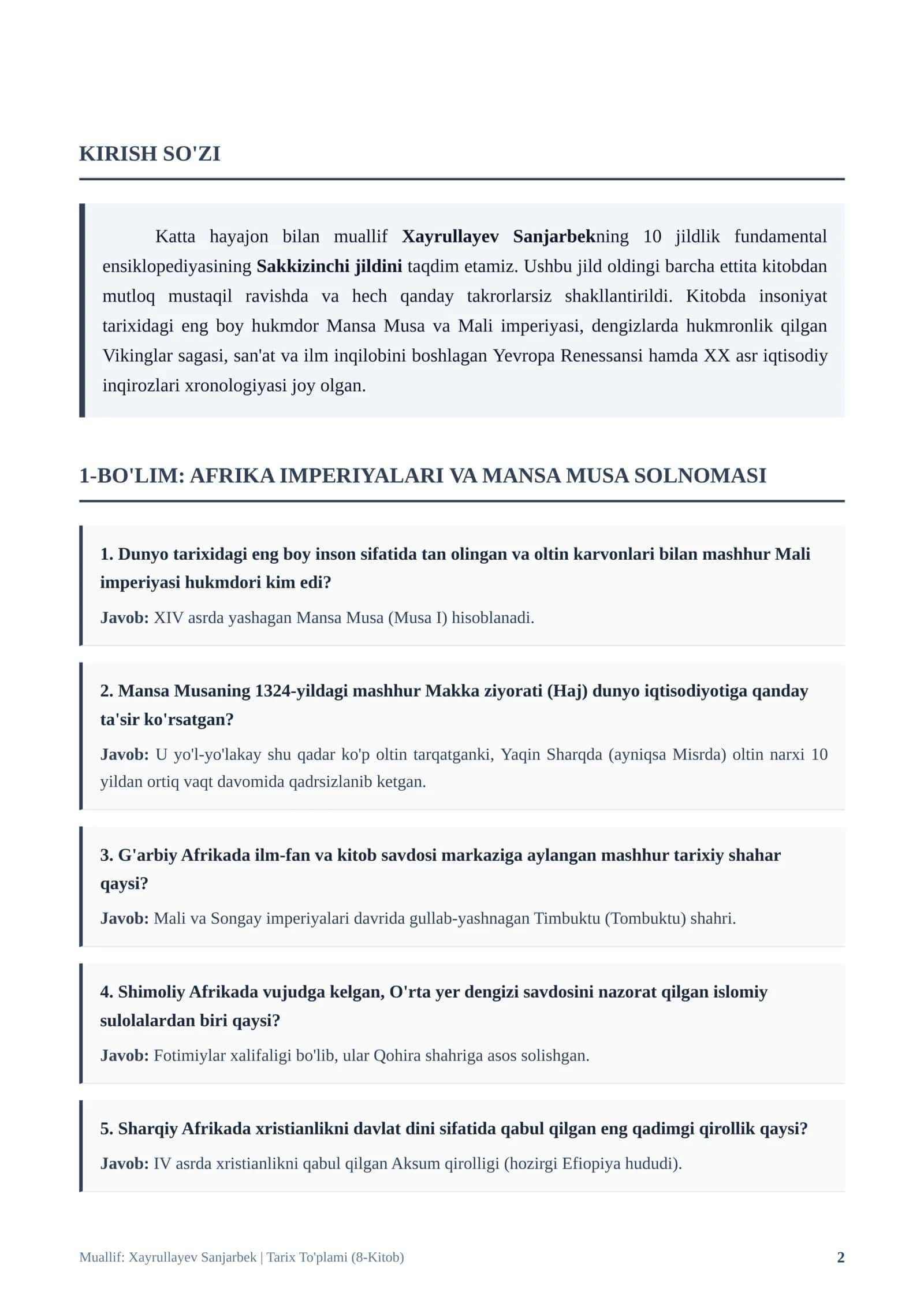 Katta hayajon bilan muallif Xayrullayev Sanjarbekning 10 jildlik fundamental ensiklopediyasining Sakkizinchi Jildi 2