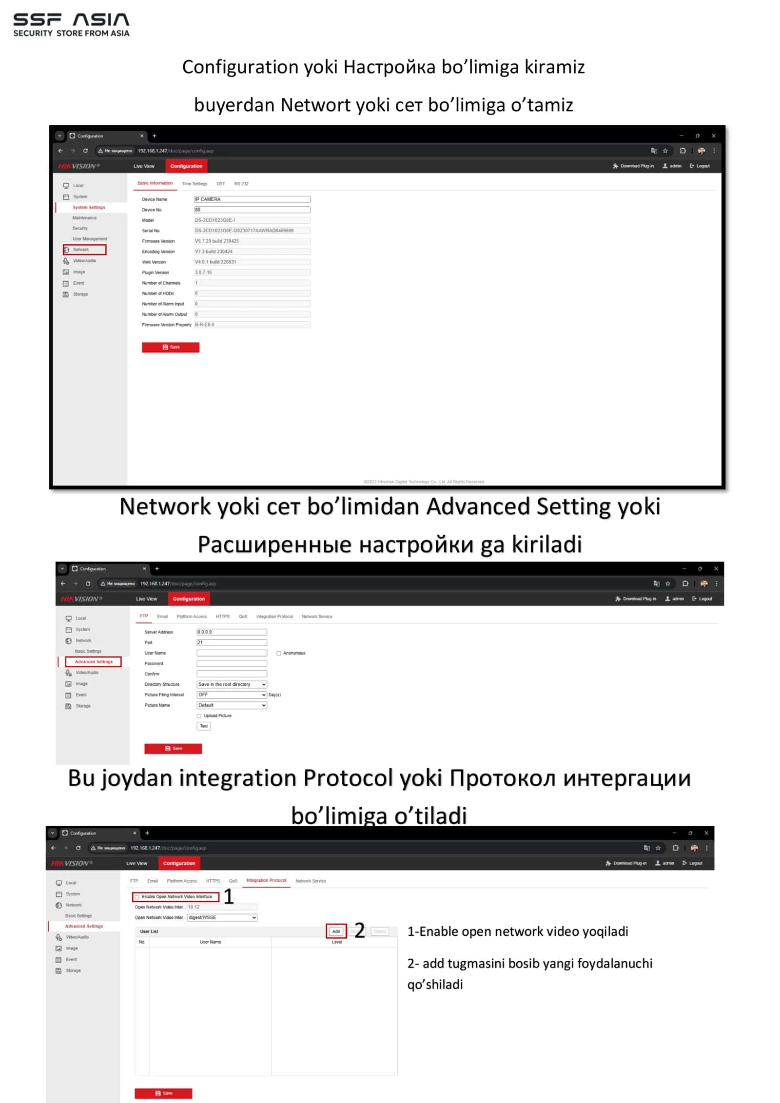 Bo’lib Sadp ilovasidan kamerakli kamerani ip manzilini topib olamiz 2
