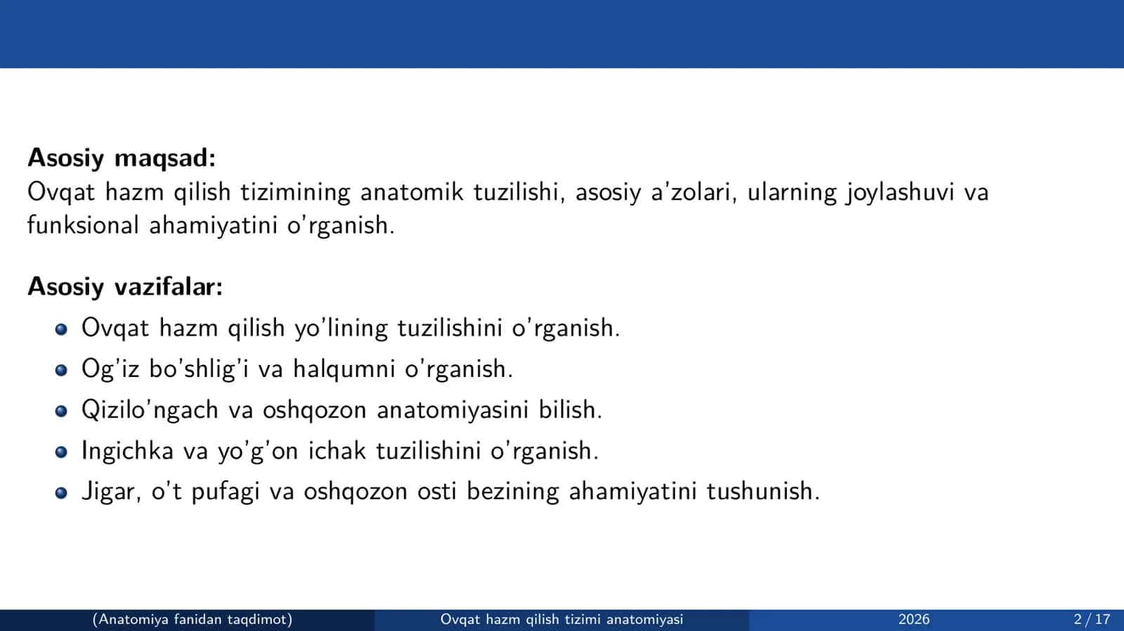 Ovqat hazm qilish tizimi anatomiyasi 2