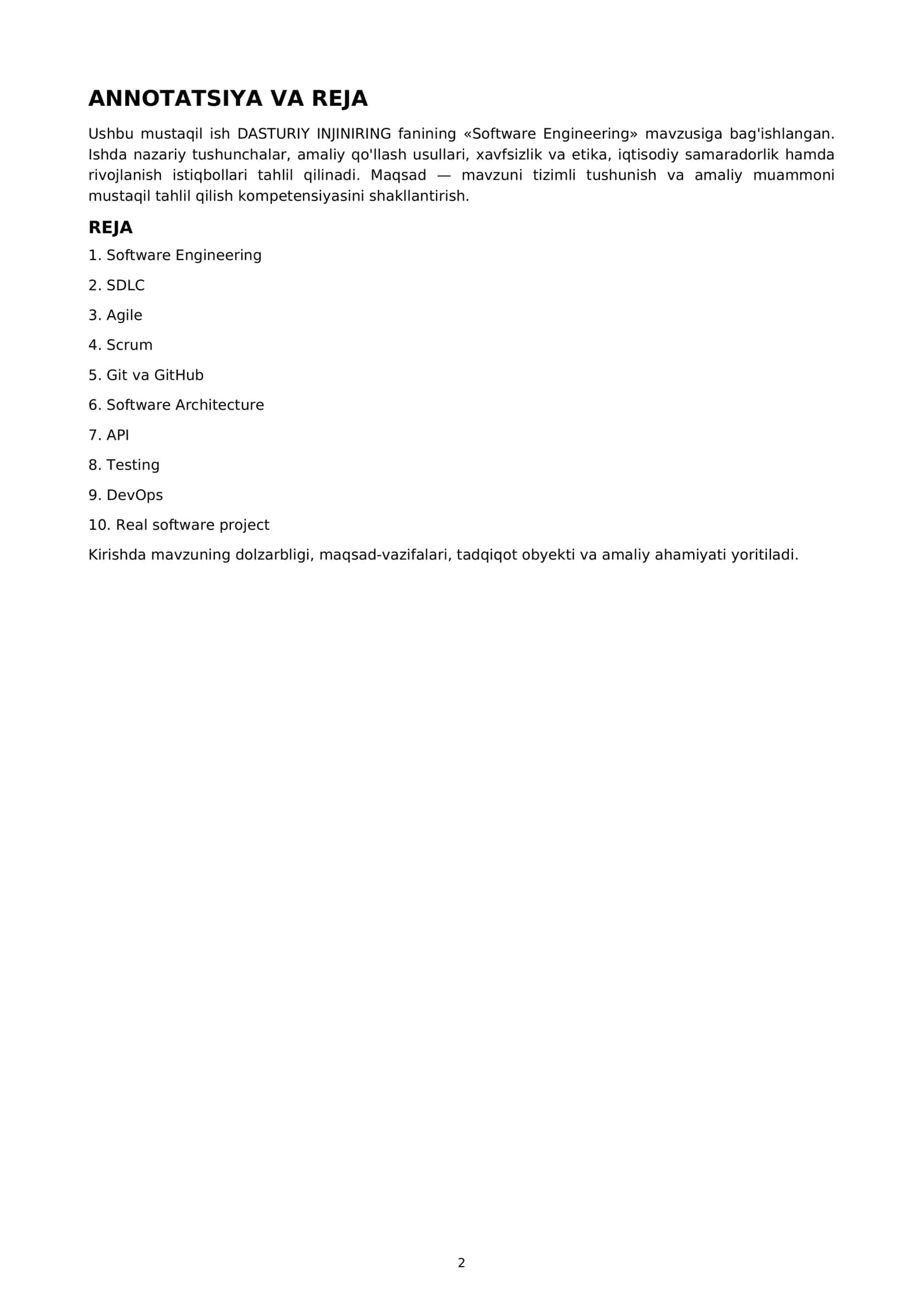 Software Engineering 2