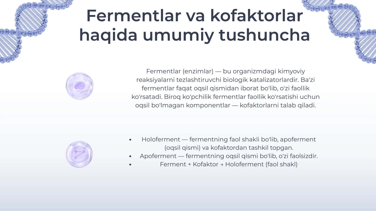 Fermentlarning kofaktorlari.Vitaminli va vitaminsiz kofaktorlar 2