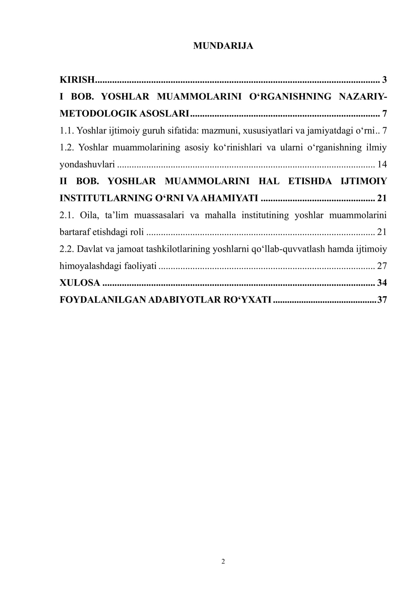 YOSHLAR MUAMMOLARINI O`RGANISHDA IJTIMOIY INSITUTLARNING O`RNI 2