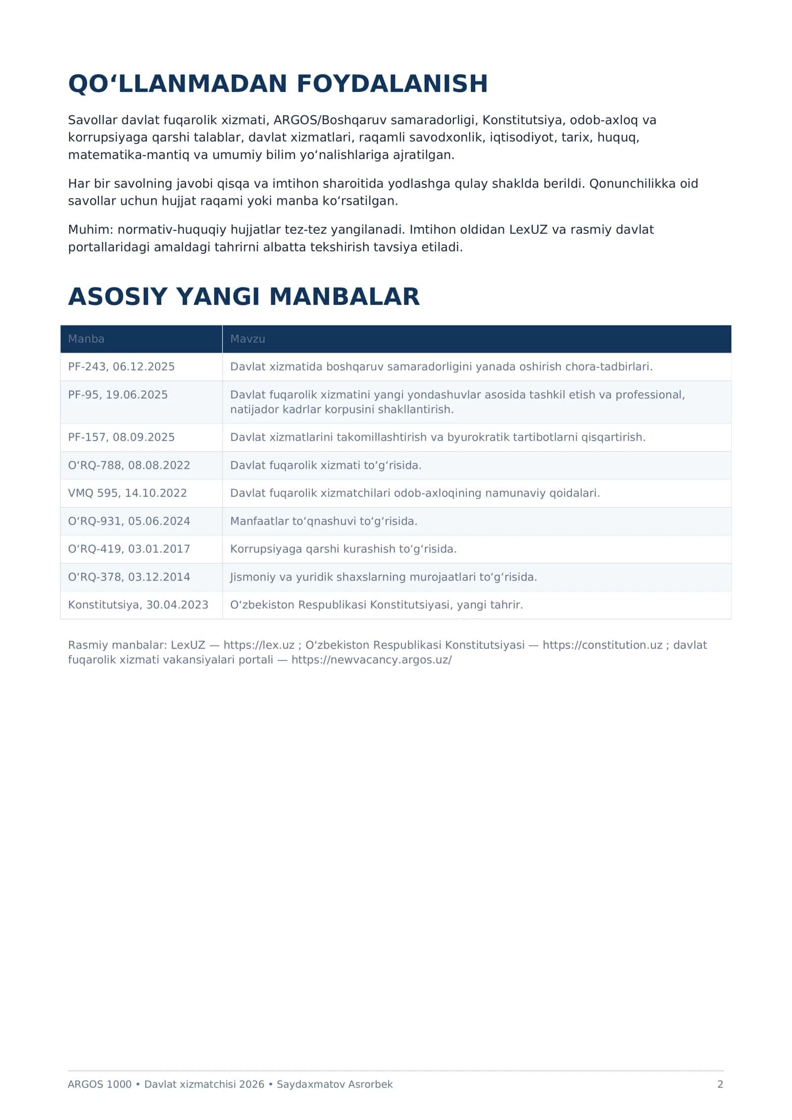ARGOS 1000 test (davlat hizmatchisi) 2