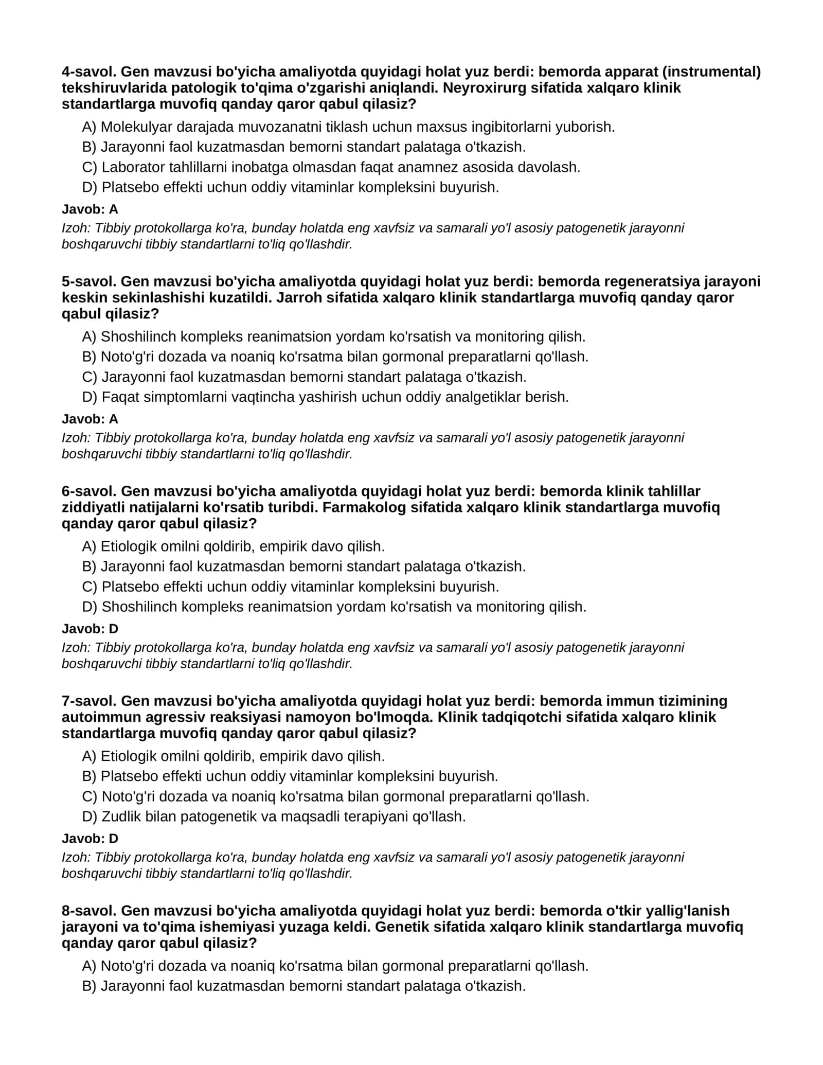 Gen testlar bazasi 2