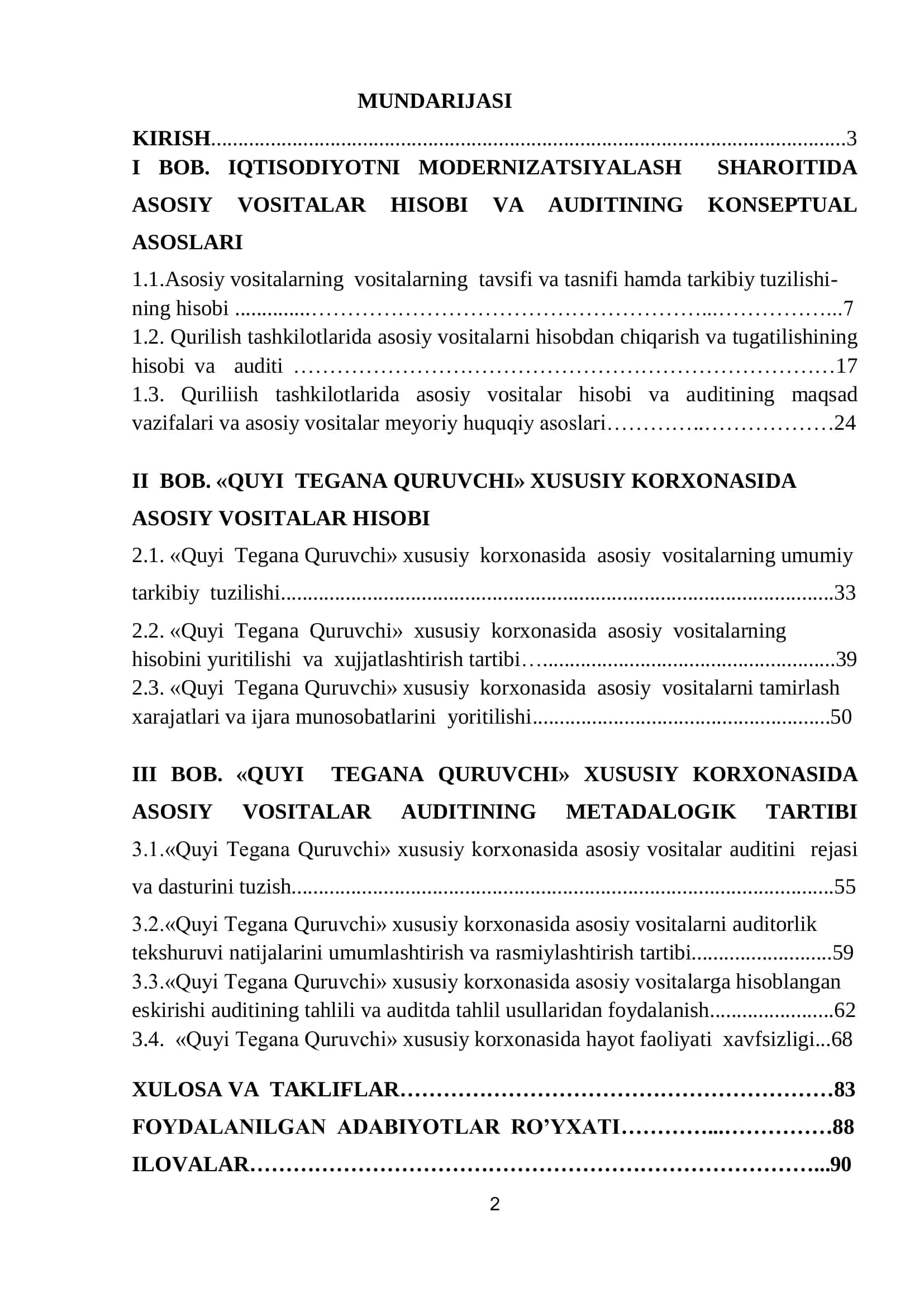 QURILISH TASHKILOTLARIDA ASOSIY VOSITALAR HISOBI VA AUDITI 2