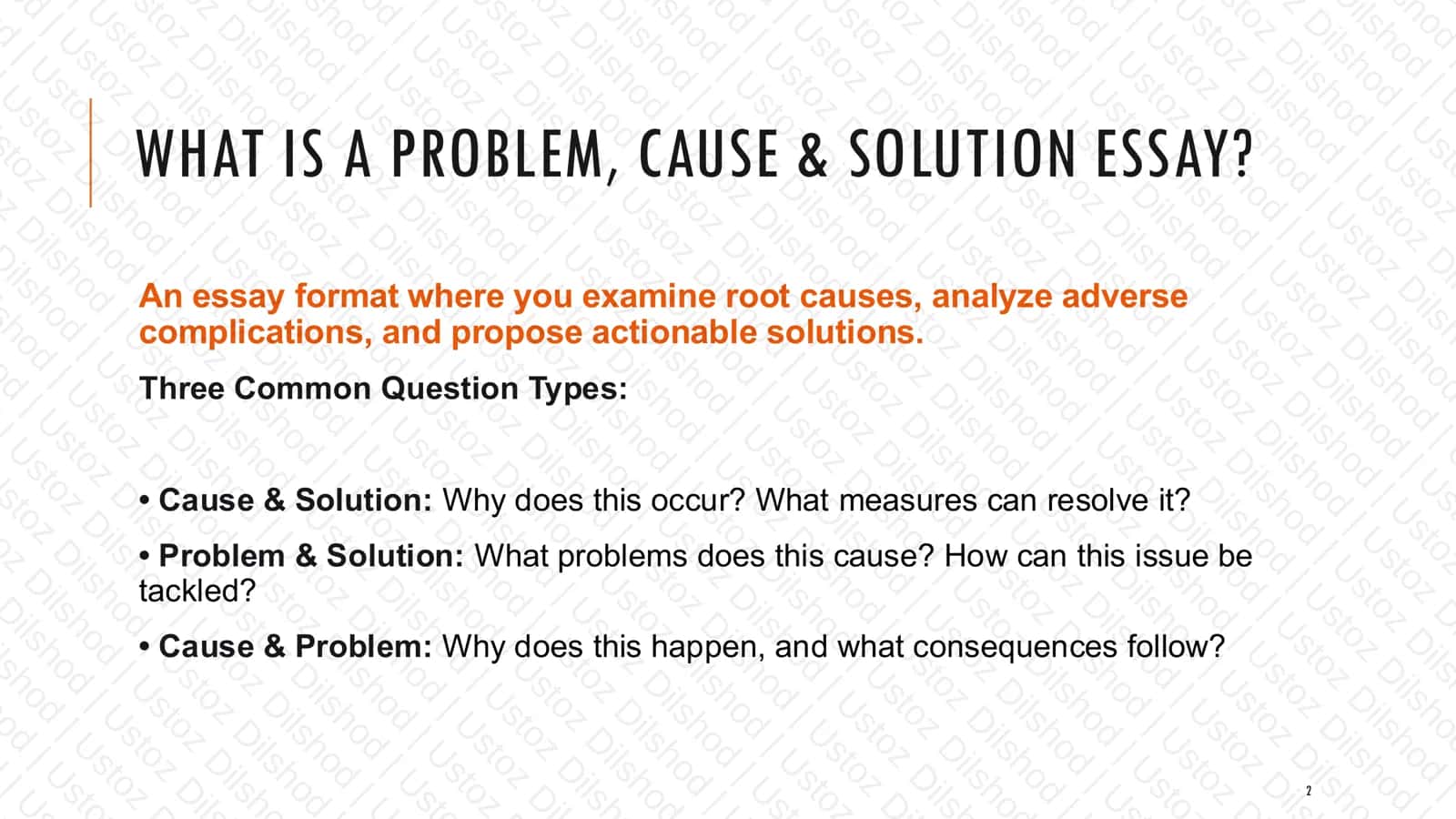 IELTS writing Task 2. Problem, Cause & Solution Essay 2