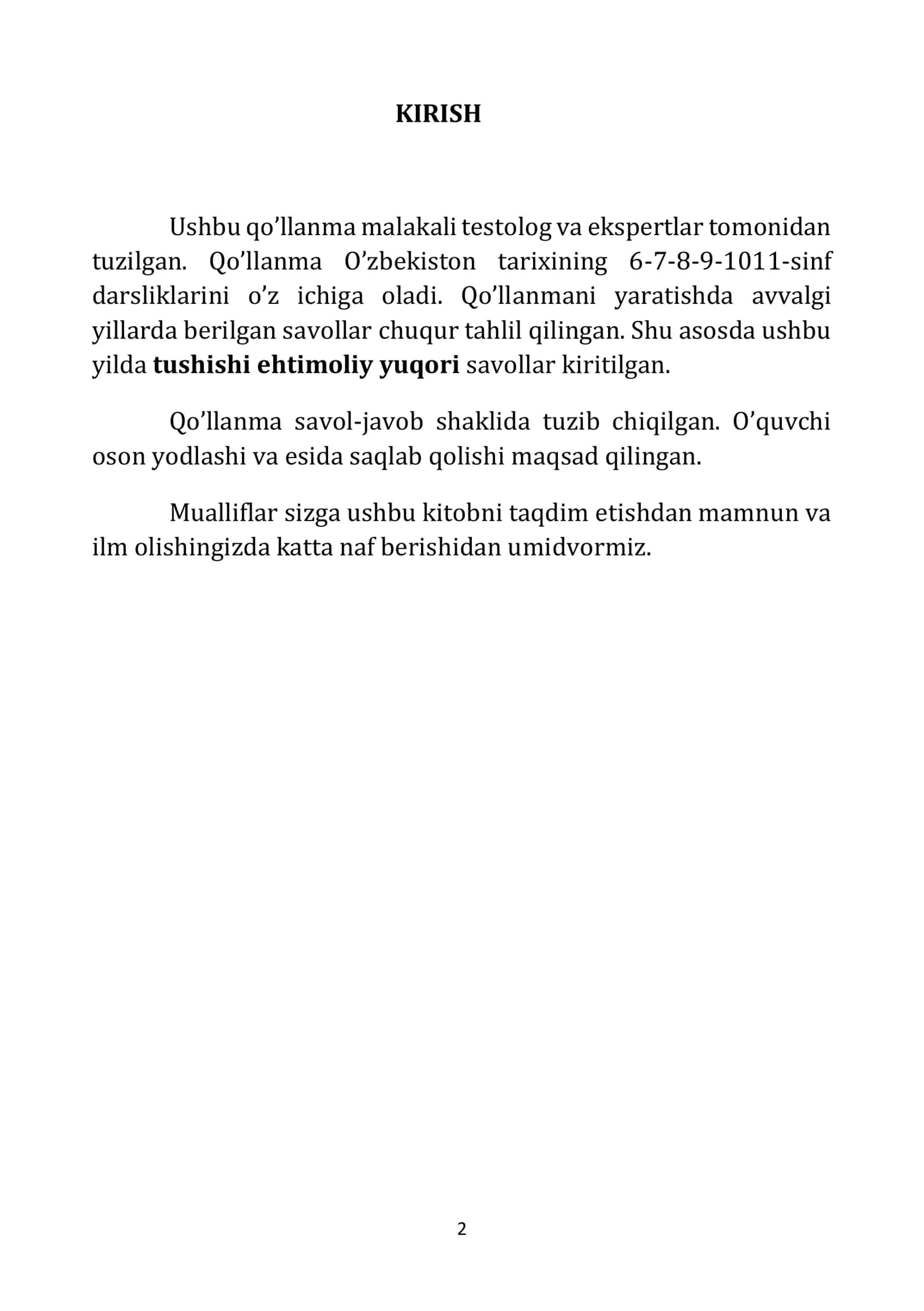 6-11-SINF O’ZBEKISTON TARIXI QO'LLANMA 2