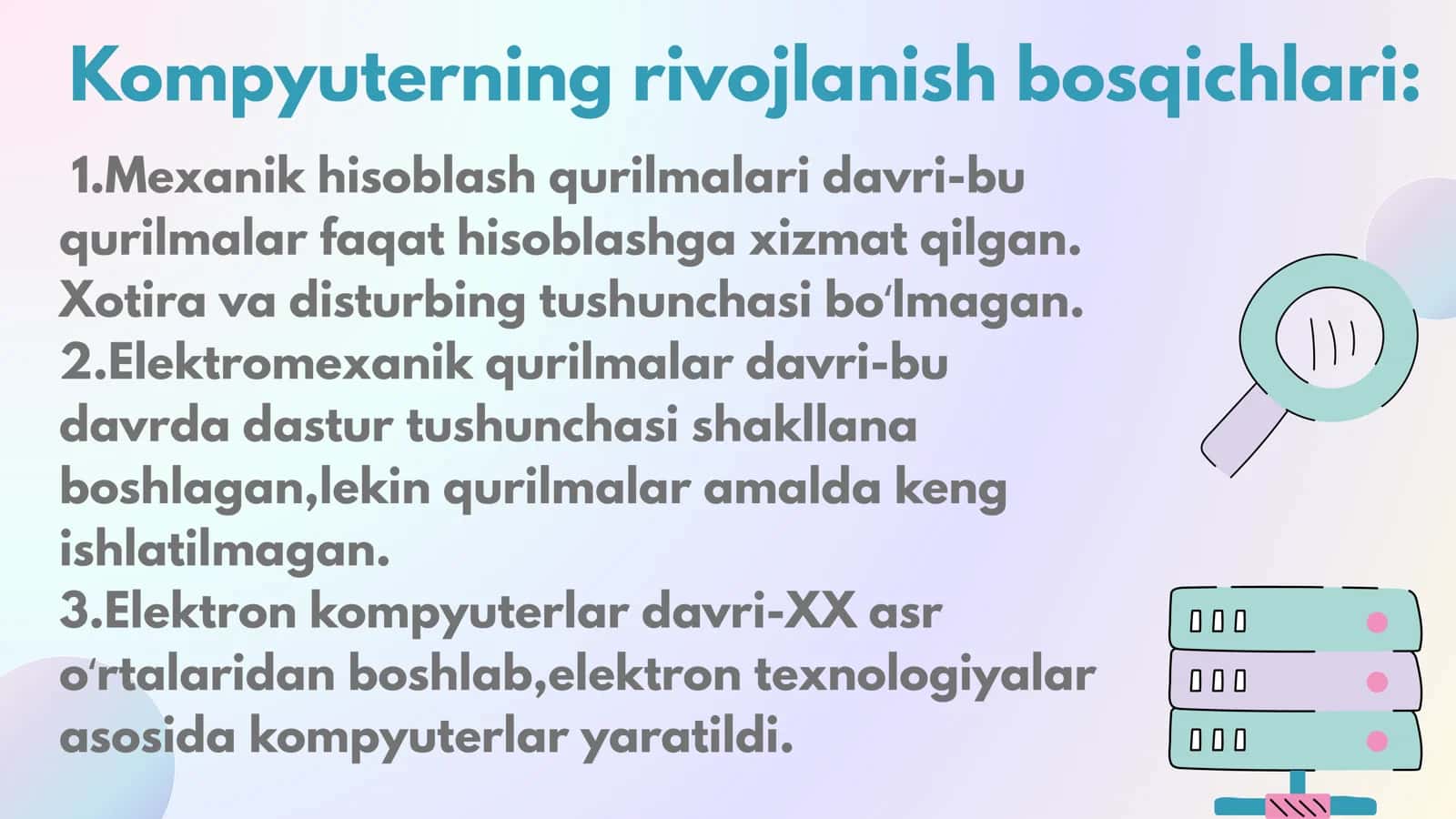 Kompyuterlarning rivojlanish bosqichlari 2