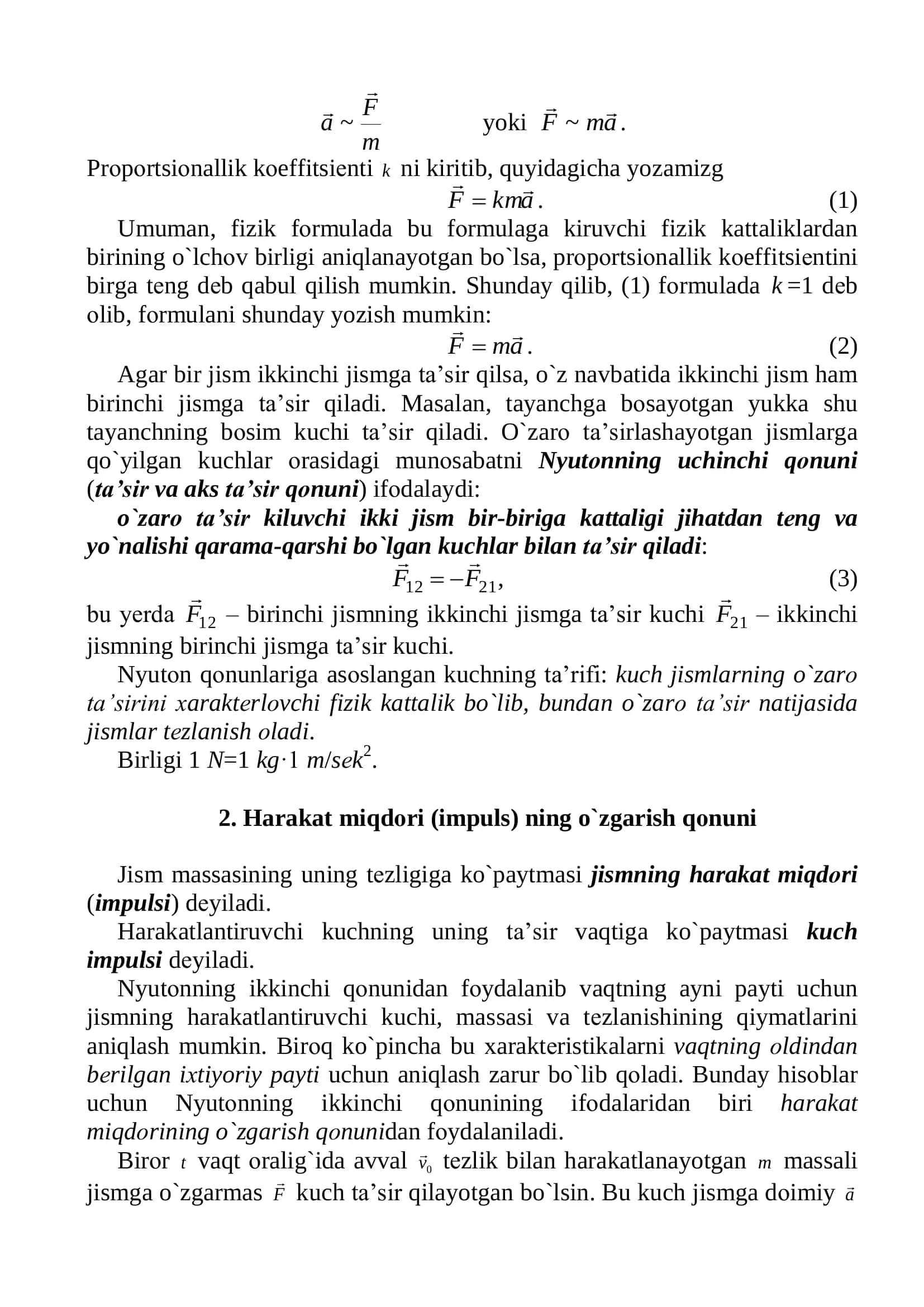 Dinamikaning asоsiy qоnunlari 2