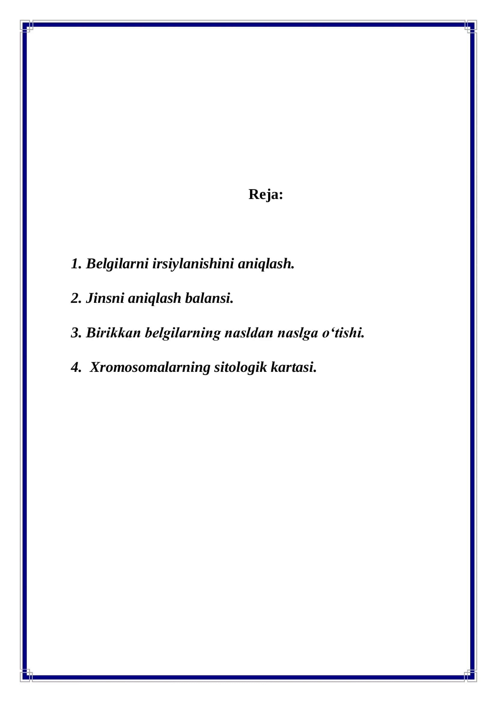 Kamoldinova Dilnavozning "Genetika" Fanidan "Belgilarni Irsiylanishi va Uni Aniqlash" Referati 2