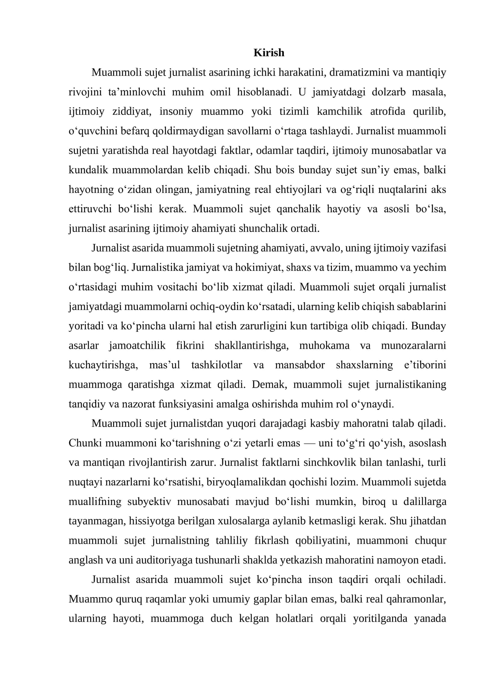 JURNALIST ASARIDA MUAMMOLI SUJET 2