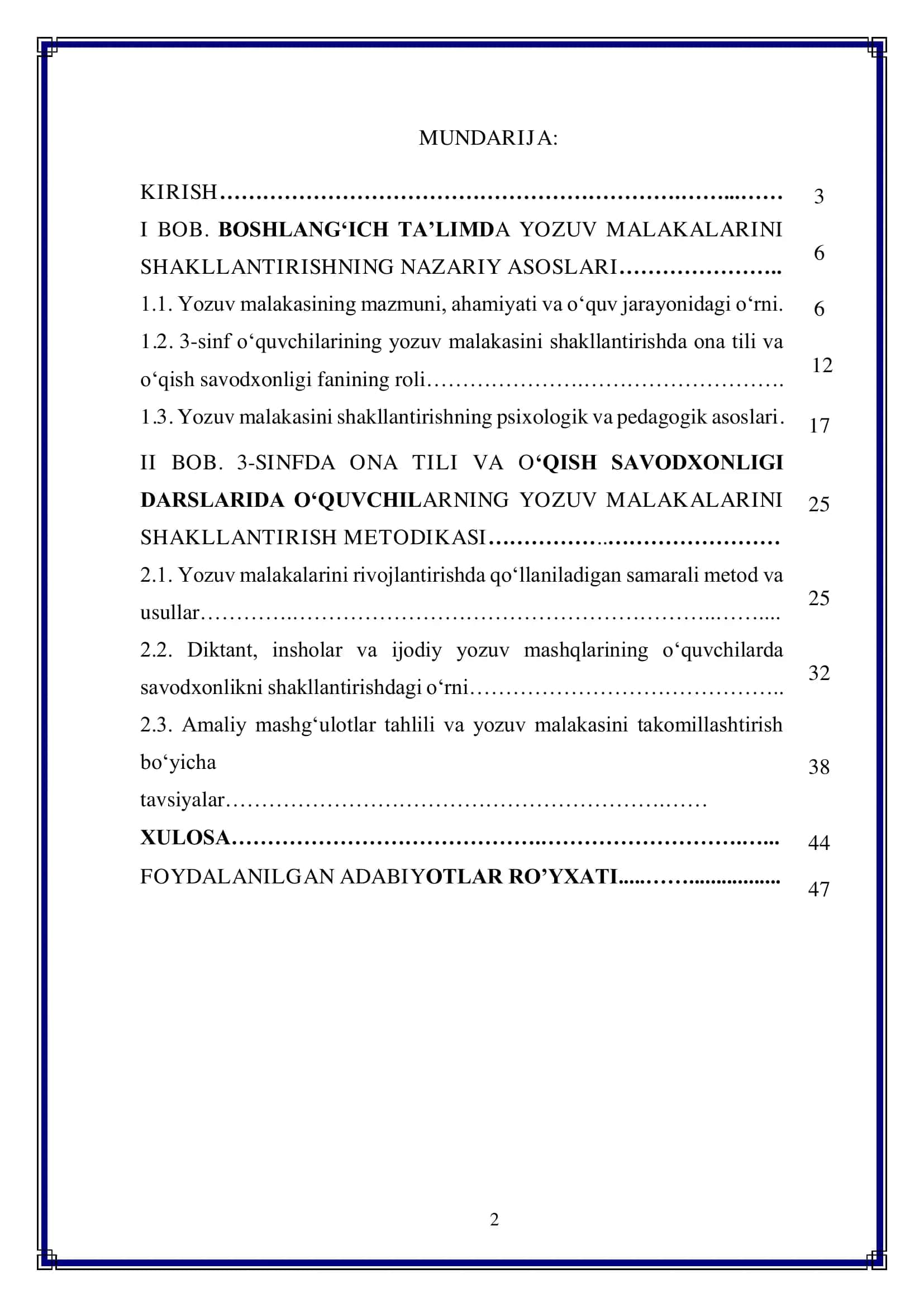 3-sinfda ona tili va o‘qish savodxonligi darslarida o‘quvchilarning yozuv malakalarini shakllantirish usullari 2
