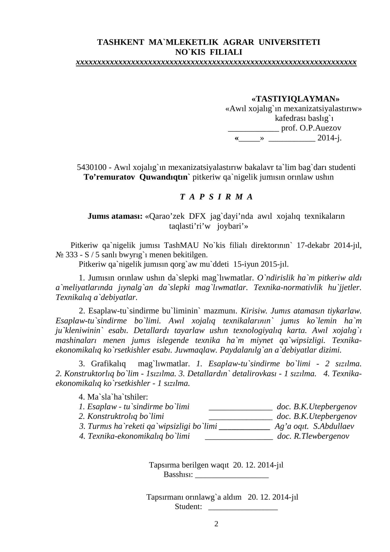 Awil xojaligin mexanizatsiyalastirish 2