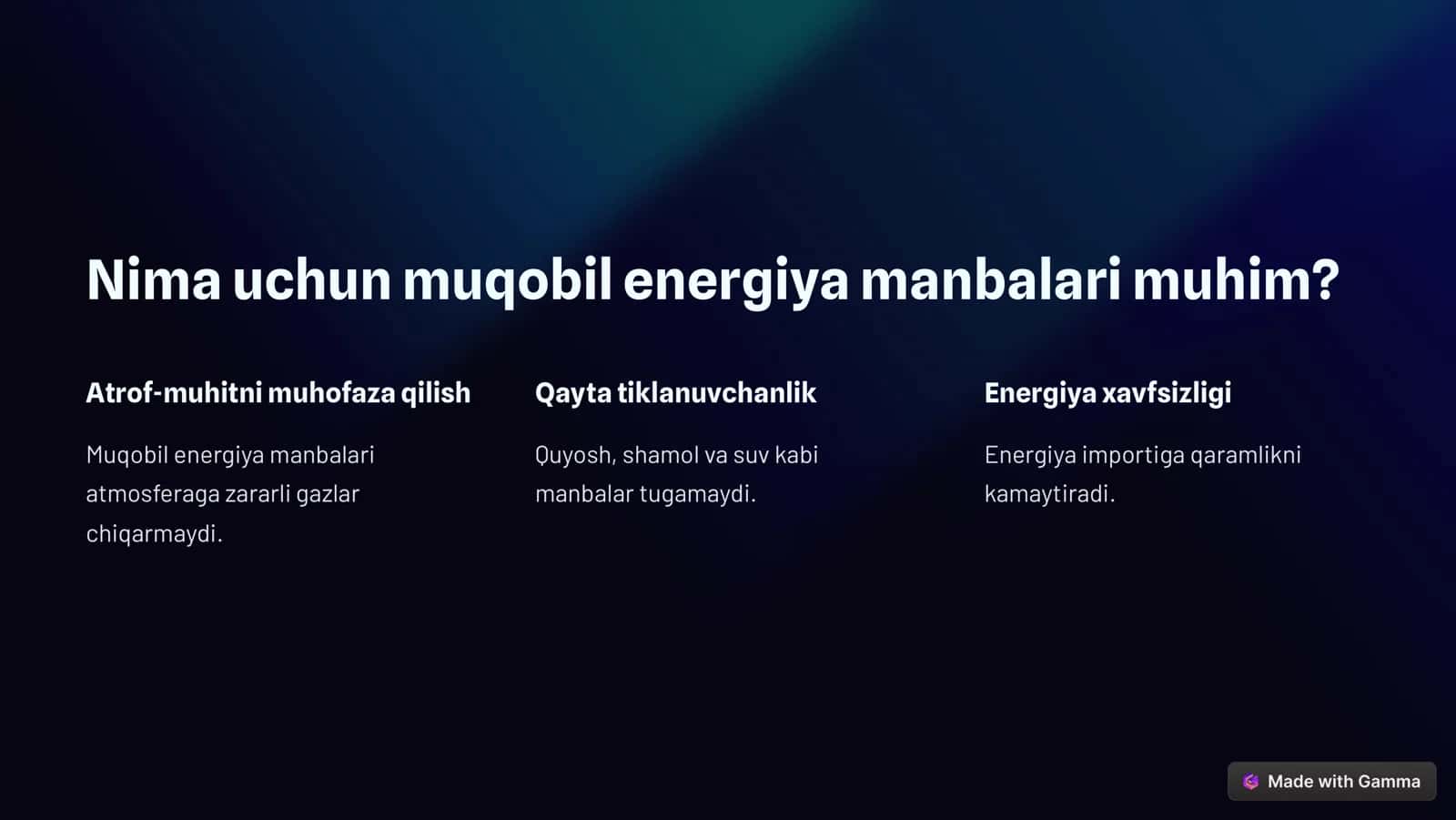 Muqobil Energiya Manbalari 2
