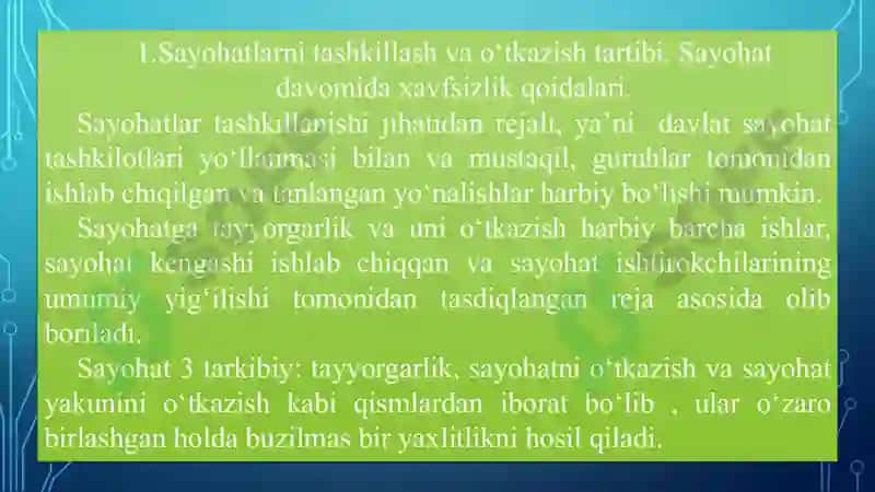 Sayohatlar tashkillash va o‘tkazish 2