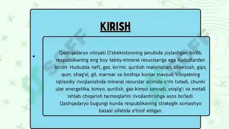 Qashqadaryo mineral resurslari 2