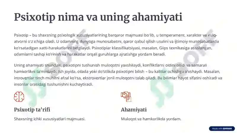 Psixotip va Imidjologiya 2