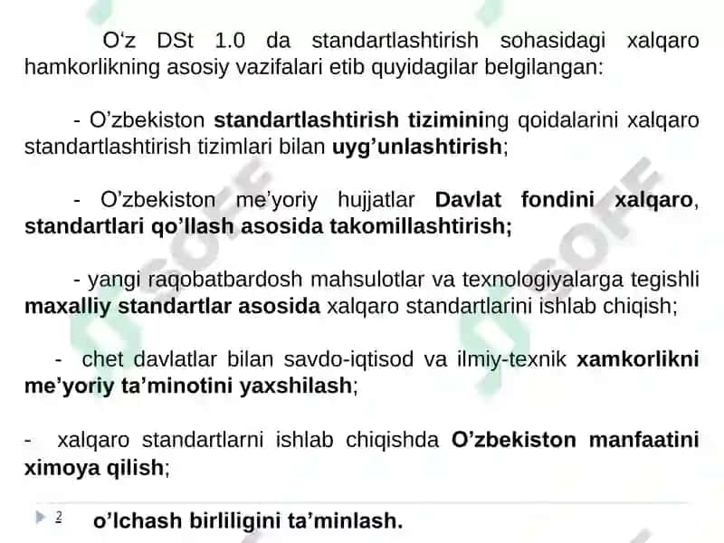Standartlashtirish va metrologiya bo’yicha xalqaro, mintaqaviy tashkilotlar 2