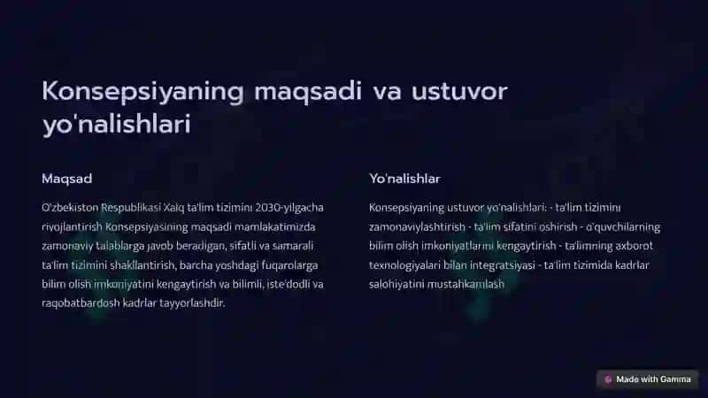 Xalq ta'lim tizimini 2030-yilgacha rivojlantirish Konsepsiyasi 2