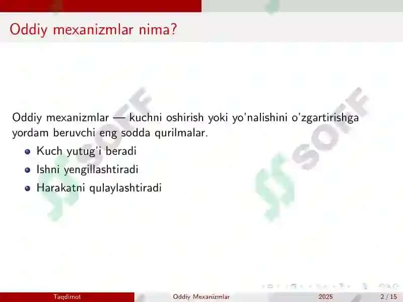 Oddiy Mexanizmlar 2025 2