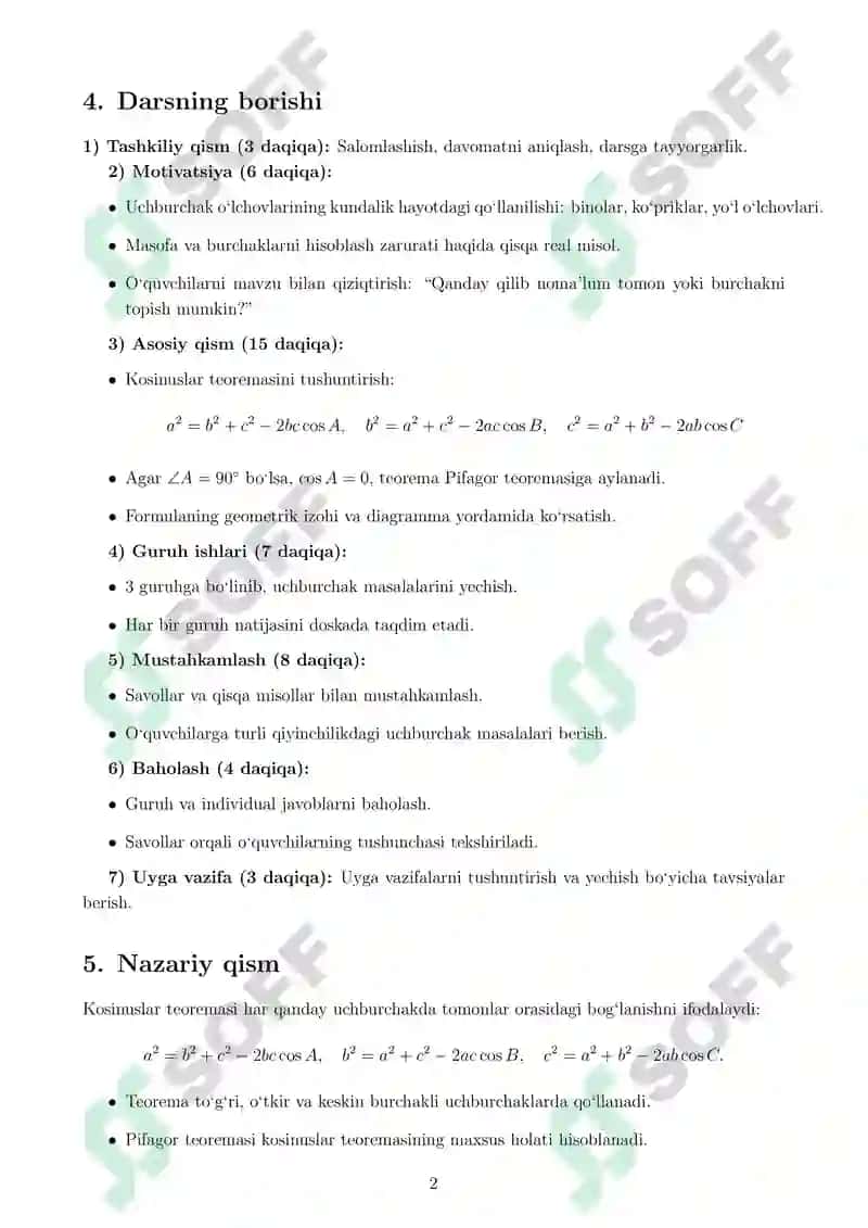 Kosinuslar teoremasi ( Dars ishlanmasi ) 2