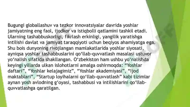 Yoshlar Tashabusuni Qolab quvatlash Taqdimot 2