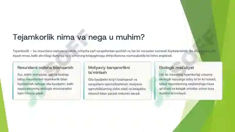 Tejamkorlik: Tabiatga va Oila Byudjetiga Yordam 2