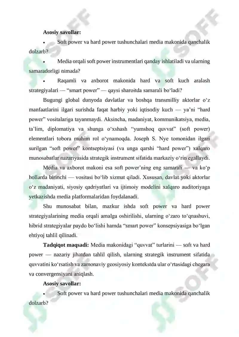 JAHON MEDIA MAKONIDA MANFAATLAR TO‘QNASHUVI: “SOFT POWER” VA “HARD POWER” STRATEGIYALARINING TAHLILI 2