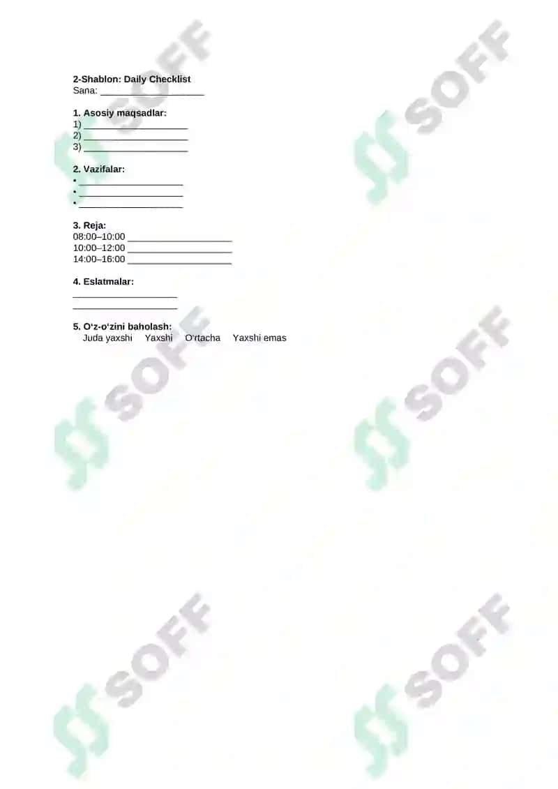 Daily Checklist 2