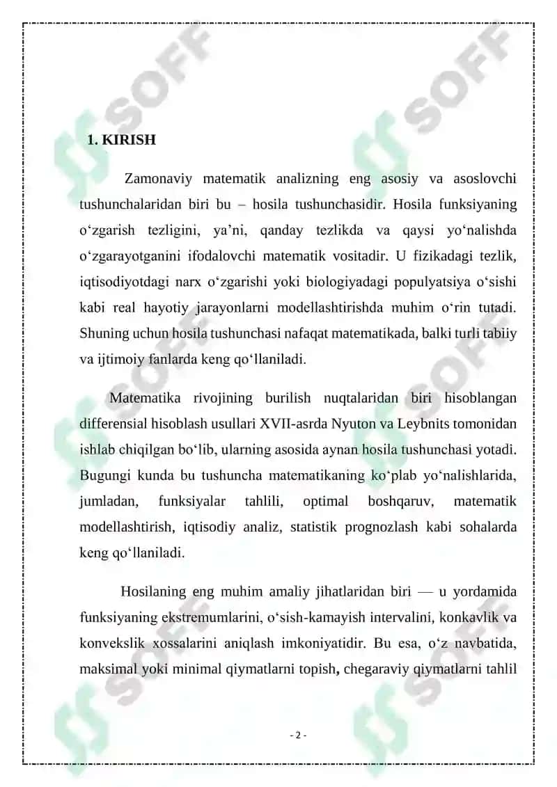 Hosila foydalanib ayniyat va tengsizliklarni isbotlash 2