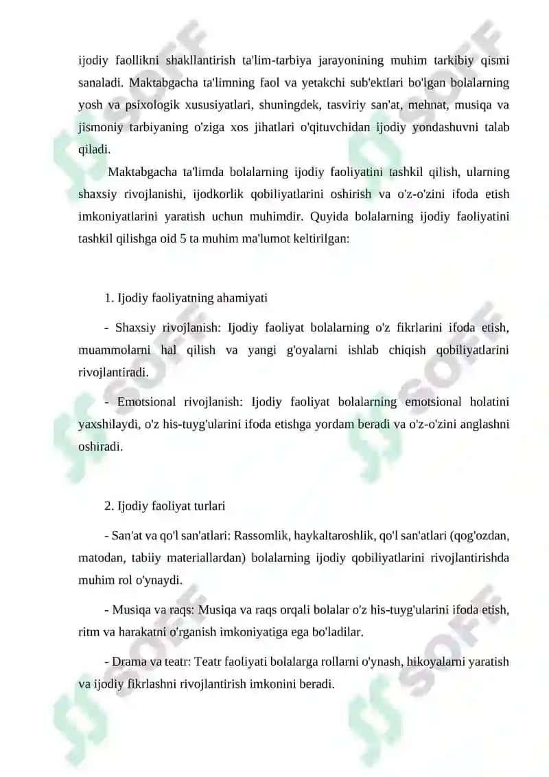 Bolalarning ijodiy faoliyatini tashkil qilish 2