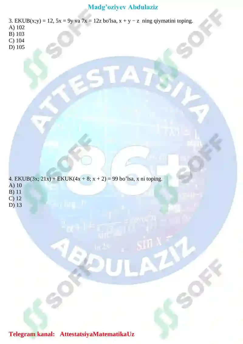 Ekub va Ekuk test 2