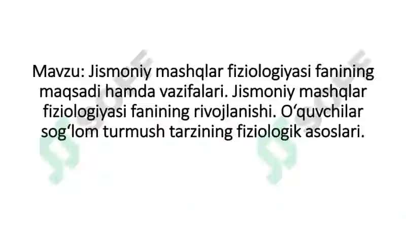 Jismoniy Mashqlar Fiziologiyasi 2