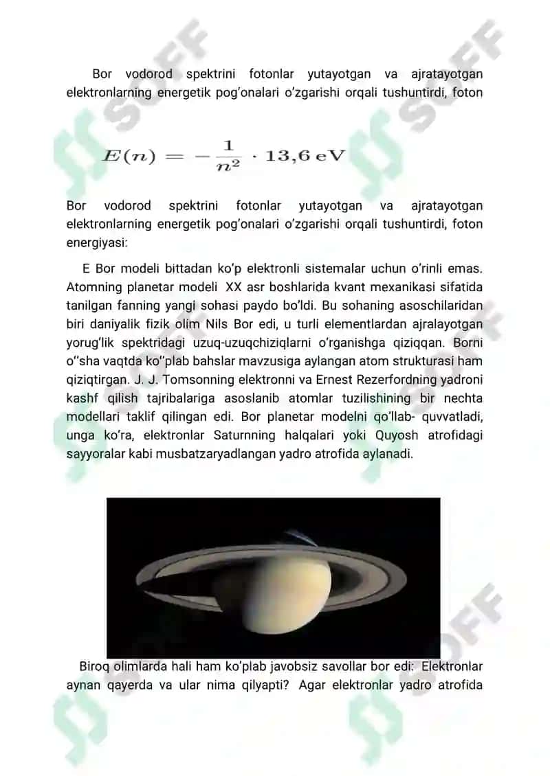 Vodorot atomining Bor nazaryasi 2