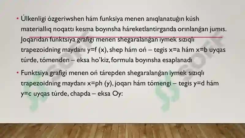 ANIQ INTEGRALDIŇ GEOMETRIYA HÁM MEXANIKADA QOLLANILIWI 2