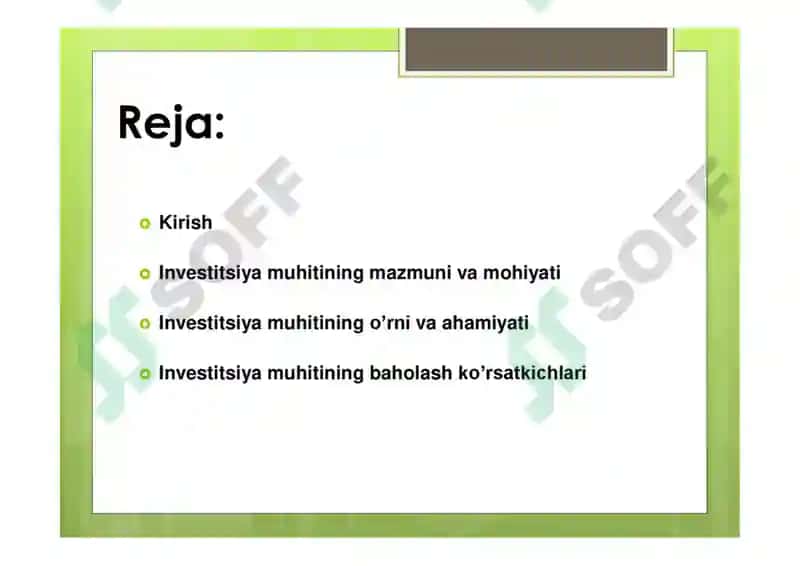 O'zbekiston Respublikasining investitsion muhitni shakllantirish bosqichlari 2