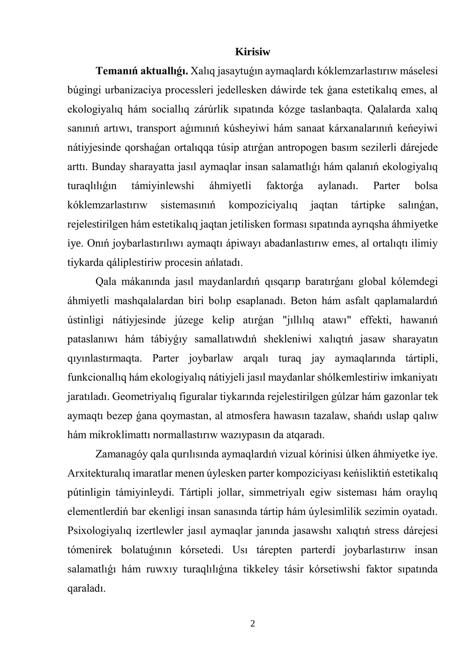PARTERDIŃ TEORIYALIQ TIYKARLARI HÁM ÁHMIYETI 2