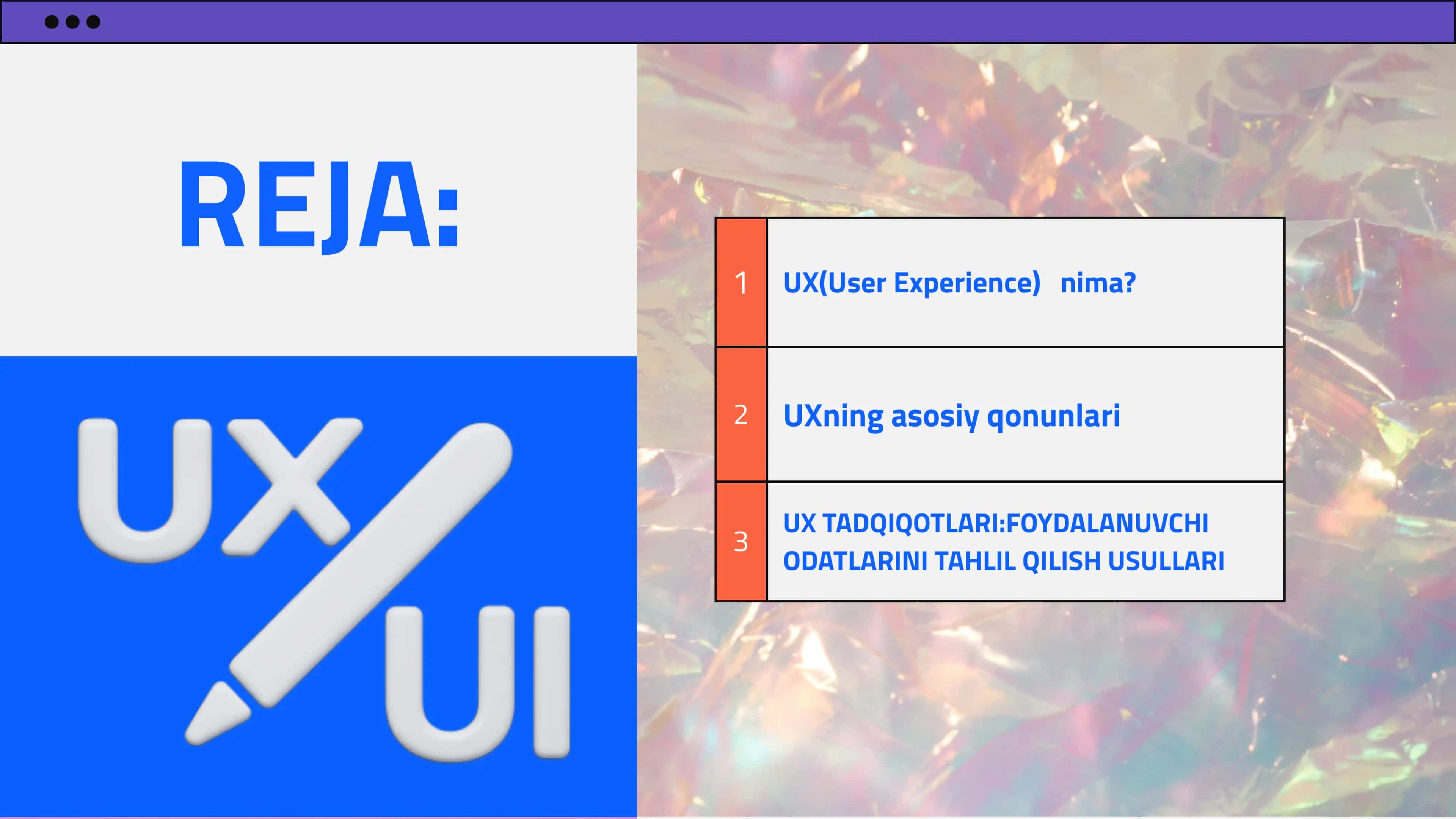 UX TADQIQOTLARI:FOYDALANUVCHI ODATLARINI TAHLIL QILISH USULLARI 2