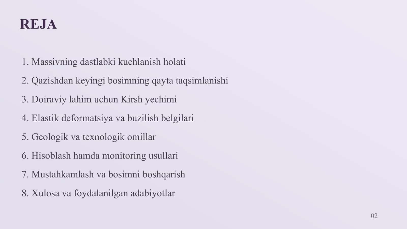 Yer osti lahimlari kon bosimining taqsimlanishi va stress-deformatsiya holati 2
